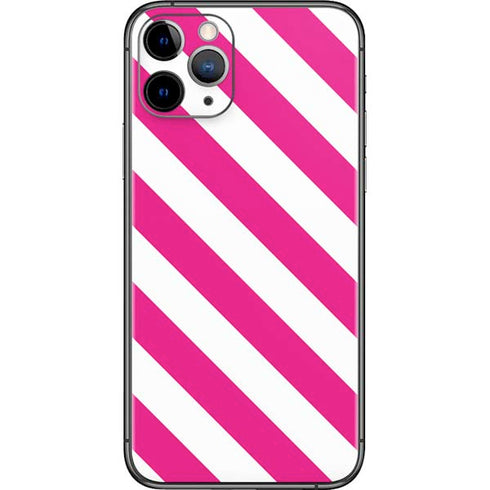 Pink and White Geometric Stripes iPhone 11 Pro Skin